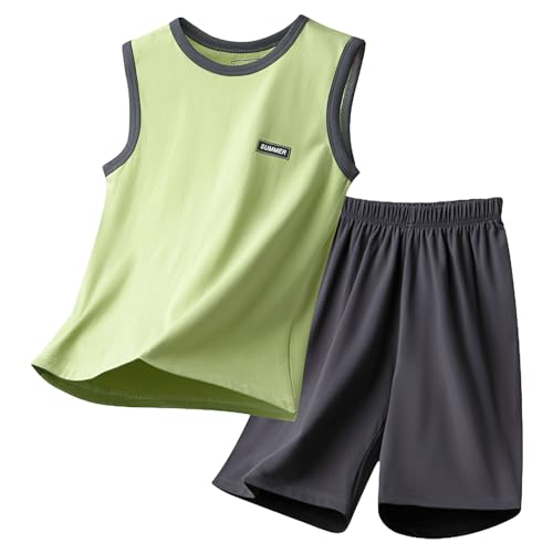 amropi Kinder Jungen Sommer Shorts Tank T-Shirt und Kurze Hosen Kleidung Set Grün, 11-12 Jahre amropi Kinder Jungen Sommer Shorts Tank T-Shirt und Kurze Hosen Kleidung Set Grün, 11-12 Jahre von amropi