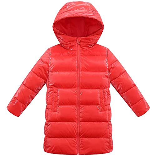 amropi Kinder Mädchen Daunenjacken Winterjacke Leichte Daunenmantel mit Kapuze Rot,11-12Jahre von amropi