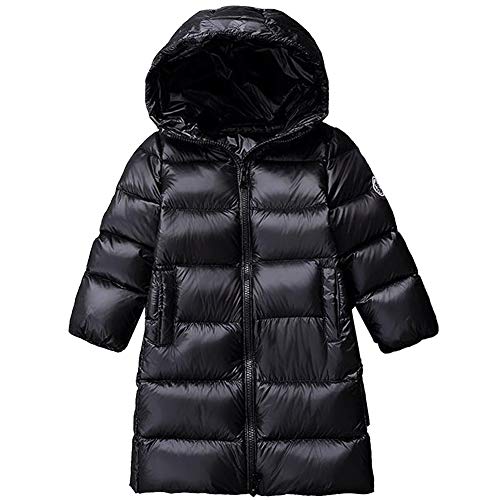 amropi Kinder Mädchen Daunenjacken Winterjacke Leichte Daunenmantel mit Kapuze Schwarz,11-12Jahre von amropi