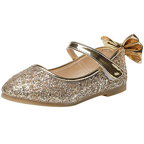 amropi Mädchen Funkeln Bowknot Prinzessin Party Mary Jane Halbschuhe (Gold,32 EU) von amropi