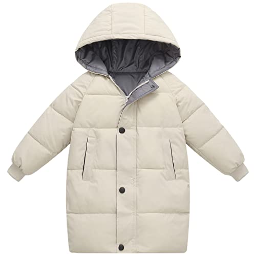 amropi Mantel Kinder Mädchen Jacke mit Kapuze Winterjacke Wintermantel Kinderjacke Beige,9-10 Jahre von amropi