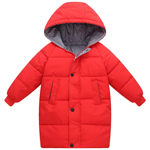 amropi Mantel Kinder Mädchen Jacke mit Kapuze Winterjacke Wintermantel Kinderjacke Rot,8-9 Jahre von amropi