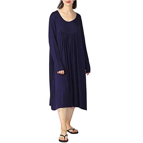 amropi Nachthemd Damen Stillnachthemd Schwangerschaft Schlafanzug Sommer Nachtwäsche Umstandskleidung Marine,4XL von amropi