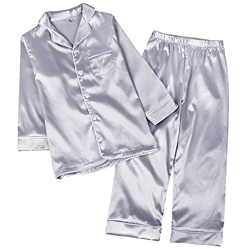 amropi Schlafanzug Passende Familien Satin Nachtwäsche 2 Stück Set für Kinder und Erwachsene Weiß,XS von amropi