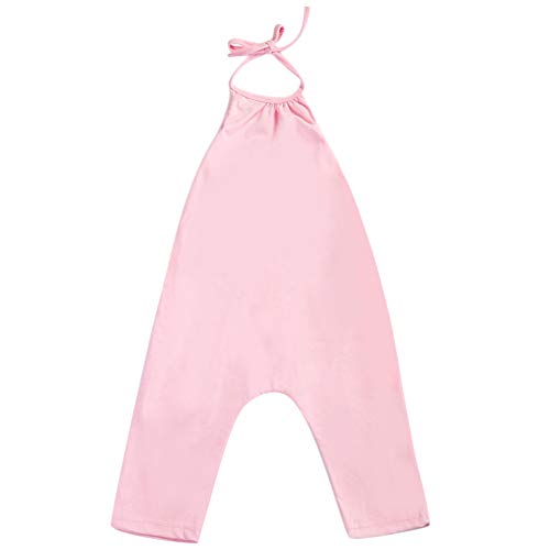 amropi Sommer Strampler Baby Mädchen Body Romper Neckholder Einteiler Hose Jumpsuit Rosa,9-12 Monate von amropi