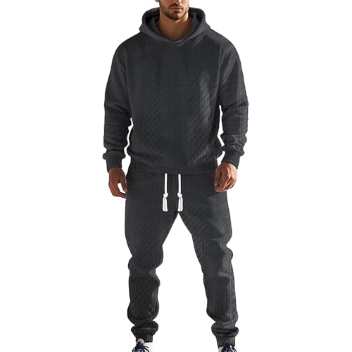 amropi Trainingsanzug Herren Jacquard Jogginganzug Kapuzenpullover und Jogginghose Sportbekleidung Grau, M von amropi