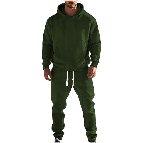 amropi Trainingsanzug Herren Jacquard Jogginganzug Kapuzenpullover und Jogginghose Sportbekleidung Grün, XXL von amropi