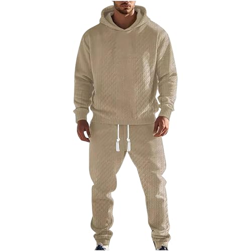 amropi Trainingsanzug Herren Jacquard Jogginganzug Kapuzenpullover und Jogginghose Sportbekleidung Khaki, 3XL von amropi
