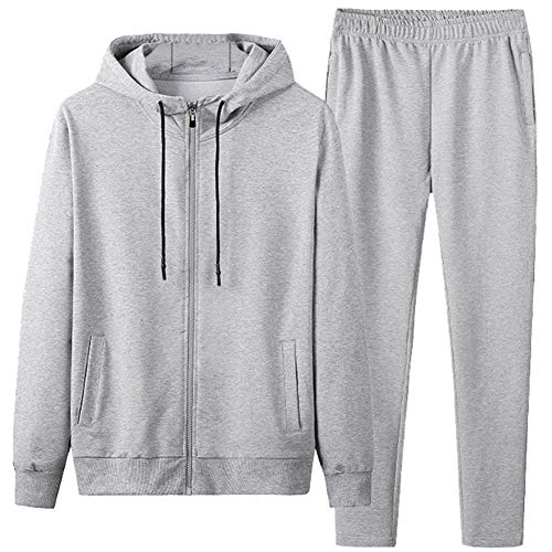 amropi Trainingsanzug Herren Jogginganzug Kapuzenpullover Sportanzug Sweatjacke und Sporthose (Grau,XL) von amropi