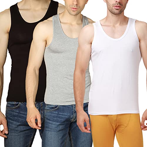 amropi Unterhemd Herren Tank Top 3er Pack ärmellos Muskelshirt Sportunterhemden Schwarz Weiß Grau, M von amropi