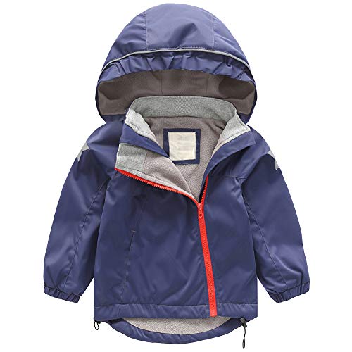 amropi Winter Mädchen Regenjacke Mit Kapuze Winddicht und schmutzabweisend mit Fleecefutter Navy, 3-4 Jahre von amropi