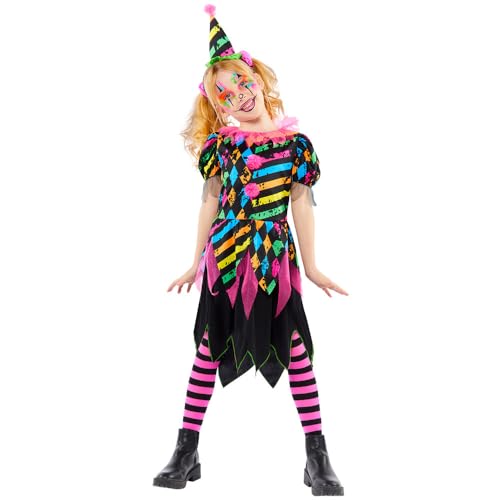 Amscan Unisex Girls Halloween Fancy Dress Costume Funhouse Horror Clown 12-14 Jahre, Multi von amscan