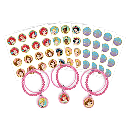 amscan 3901037 Disney Prinzessinnen-Set, 7 cm, mehrfarbig, 8 Stück Armband von amscan