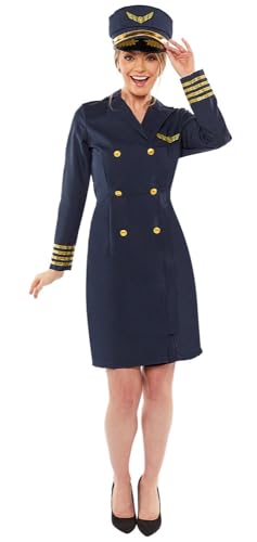 amscan Damen Captain Lady Size 10-12 Kostm-Set, Blau, 36-38 (2er Pack) von amscan