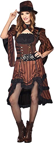 amscan Damen Steampunk Dress Size 14-16 Kostm-Set, Braun, 42-44 (2er Pack) von amscan