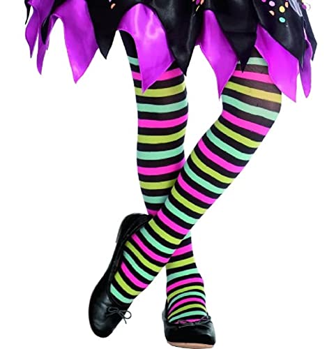 amscan Unisex Kinder 9905803 Gestreifte Mädchenstrumpfhose, Alter 3–5 Jahre, Mehrfarbig, 3-4 von amscan