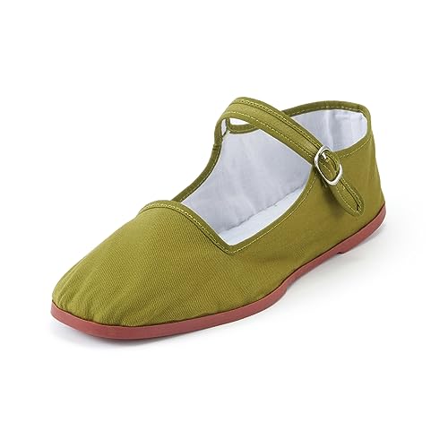 amtax Klassische Damen-Puppenschuhe, lässige China-Puppenschuhe, Baumwolle, Mary Janes, chinesische Tai-Chi-Schuhe, armee-grün, 40.5 EU, L004 von amtax