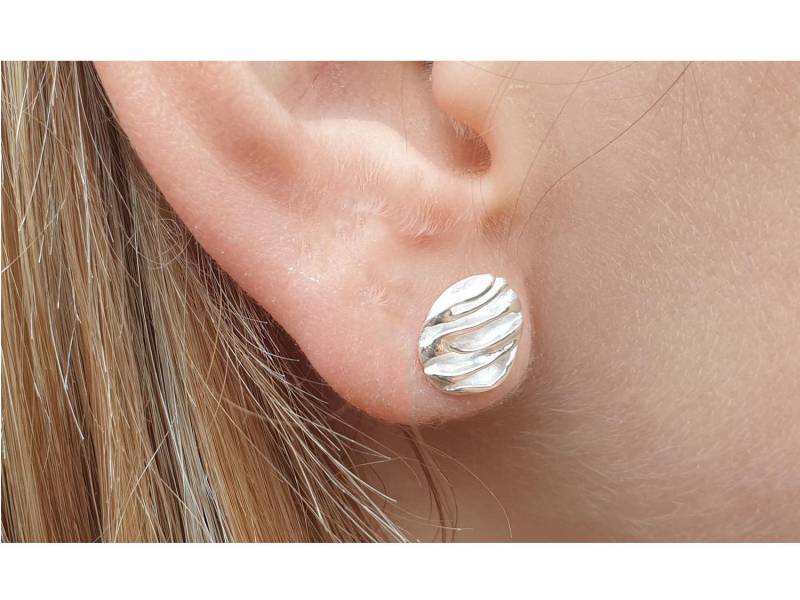 Damen Ohrstecker Abstrakte Falten Vereist Silber 925 Ohrringe von amulettshop