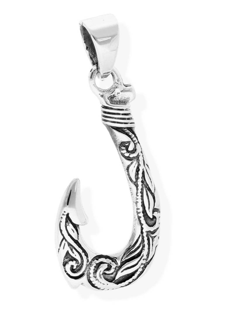 Vitalisman Unisex Amulett Kettenanhänger Symbolisch Maorihaken Hei Matau Aus 925 Sterling Silber Geschwärzt 36019 von amulettshop