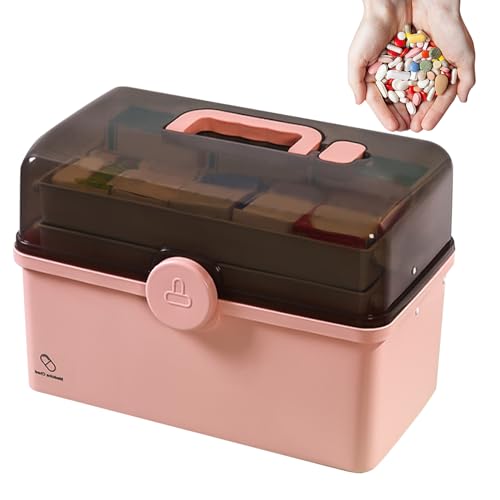Notfall-Set, Erste-Hilfe-Kasten für die Familie, transparenter Medikamentenbehälter, sichere Medikamentenaufbewahrung, Pillendose für tragbare medizinische Organisatoren von amyko