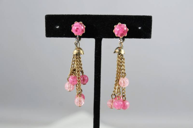 Goldgelb Mit Rosa Perlen-Cluster-Clip Auf Ohrringe von amyrigs