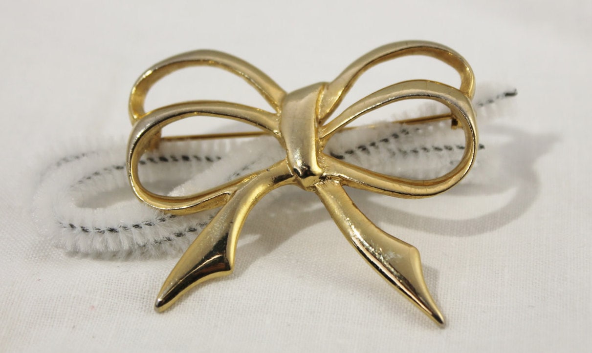 Jahrgang Golden Bow Doppelte Pin/Brosche von amyrigs