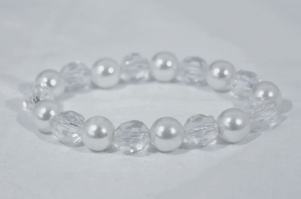 Klare Und Faux Perle Kunststoff Perlen Mode Stretch Armband von amyrigs