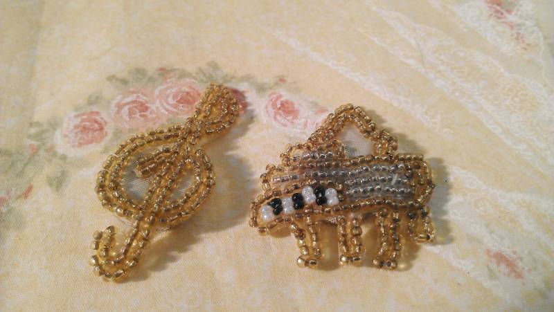 Vintage Perlen Klavier Und Note Knopfabdeckungen von amyrigs