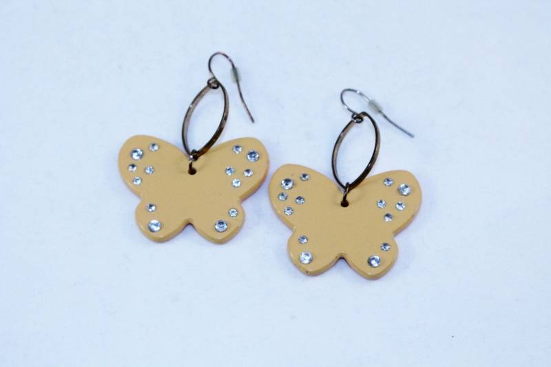 Ziemlich Orange Schmetterlinge Mit Straßsteinen Baumeln Ohrringe - Durchbohrt von amyrigs