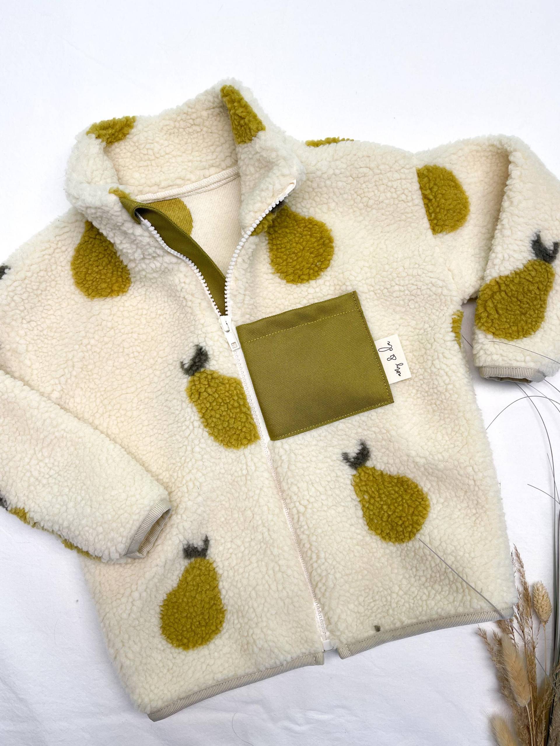 Jacke Teddyplüsch Birnen Teddyjacke Outdoorjacke Übergangsjacke Kuscheljacke von amyundela