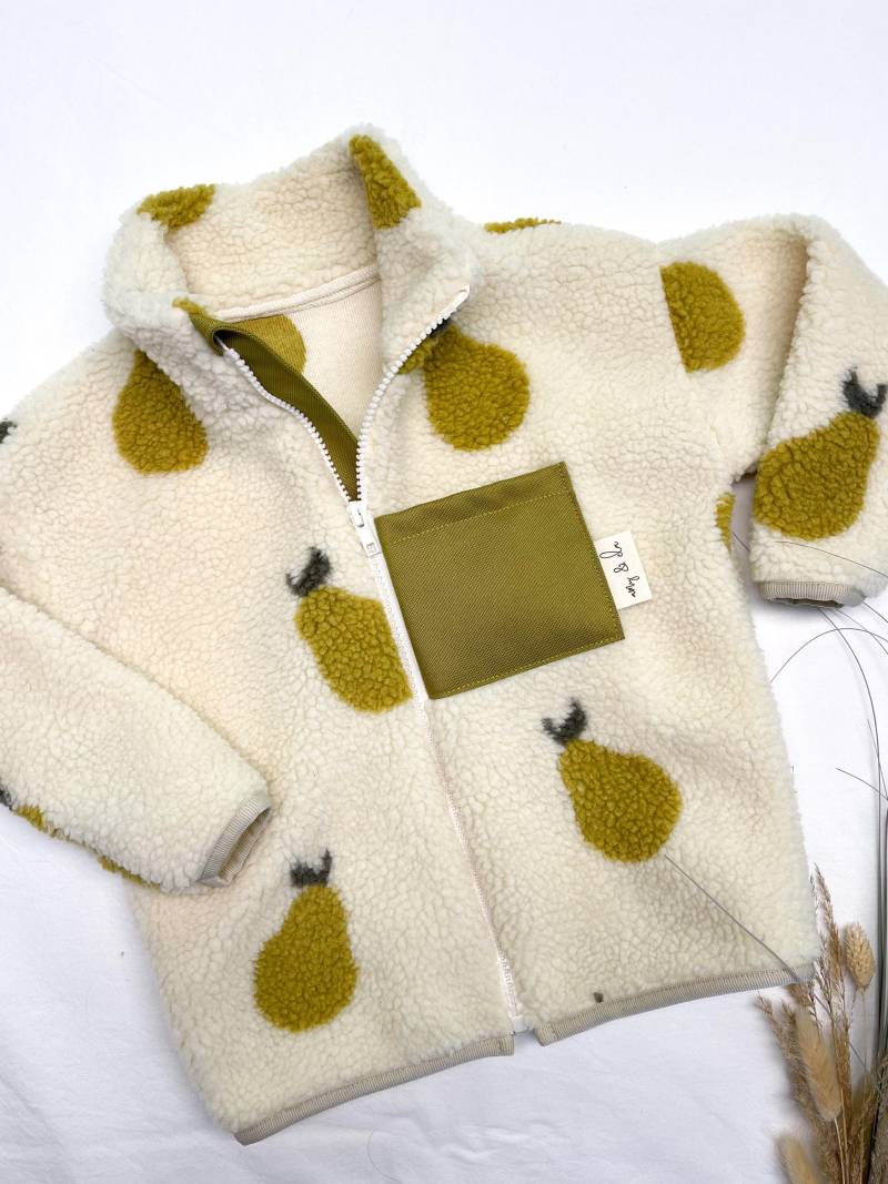 Jacke Teddyplüsch Birnen Teddyjacke Outdoorjacke Übergangsjacke Kuscheljacke von amyundela