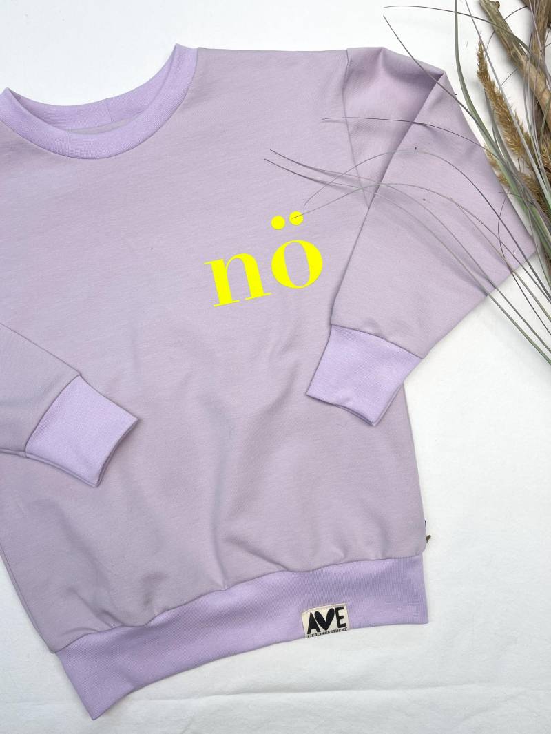 Nö-Sweater Sweater Oversizesweater Statementsweater Pulli Pullover Statementpullover Flieder Lavendel Neon Gelb von amyundela