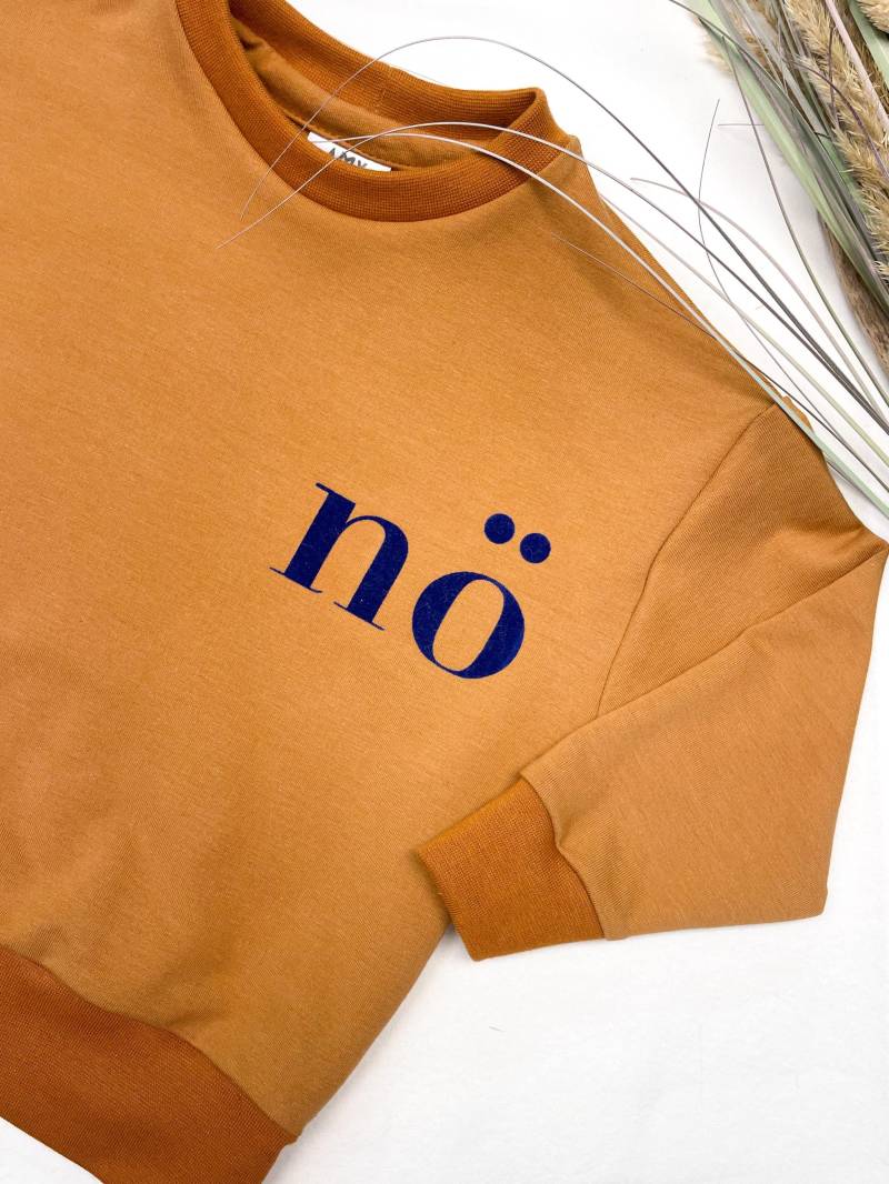 Nö-Sweater Sweater Oversizesweater Statementsweater Pulli Pullover Statementpullover Ocker Neon Blau von amyundela