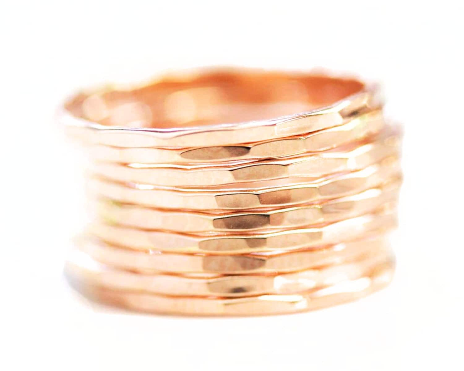 Rose Gold Ring/Rosé Schlicht Gehämmerte Ringe Zarte Einfacher Schmuck Handgemachter von amywaltz