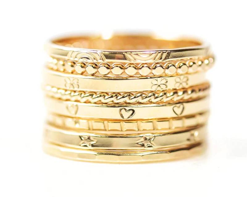 stapelringe/strukturierte Goldringe Abschlussgeschenk Geschenk Für Sie Muttertagsgeschenk Gold Oder Silber von amywaltz
