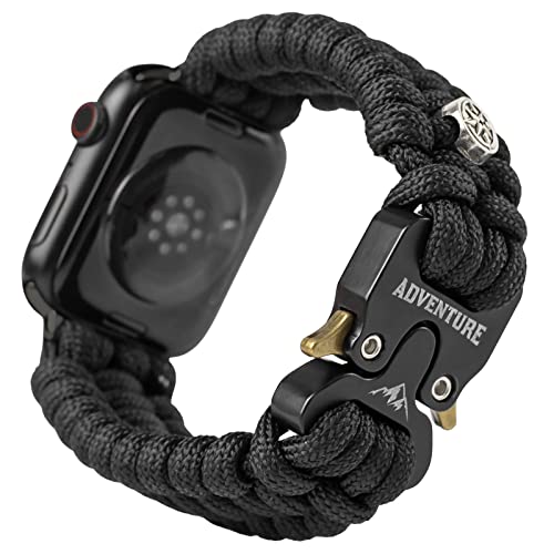 Paracord-Armband, kompatibel mit Apple Watch, 38 mm, 40 mm, 41 mm, robustes Survival-Armband, Paracord mit Edelstahl-Schnalle, Schnellverschluss, für iWatch Serie SE 7, 6, 5, 4, 3, 2, 1, für Herren von amzeus