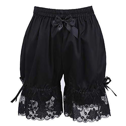 Antaina Schwarze Baumwolle Gothic Lace Rüschen Bow Kürbis Lolita Hose Bloomers Hosen,L von an*tai*na*