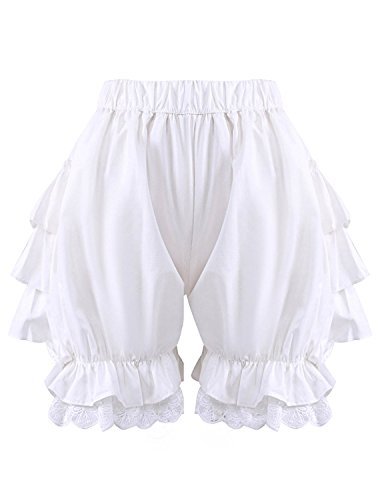 Antaina Weiße Spitze Baumwolle viktorianische Rüschen Lolita Kürbis Pumphose Shorts Hosen,L von an*tai*na*