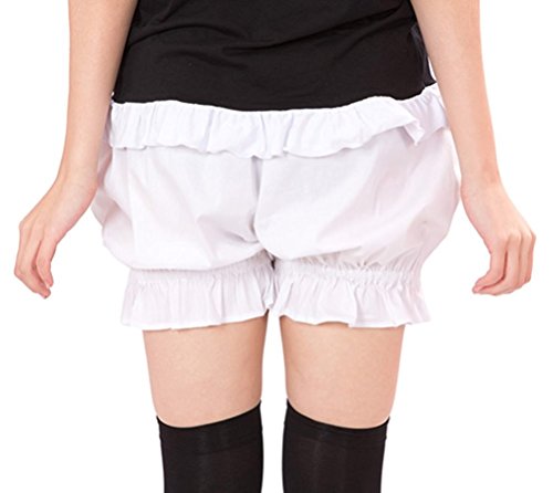 Antaina Weiße reizende Viktorianische Baumwolle Rüschen Lolita Kürbis Pumphose Shorts,XXL von an*tai*na*