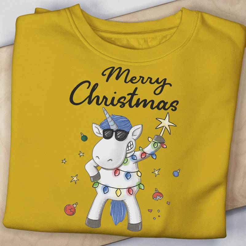 Bügelbild Merry Christmas Einhorn Junge | Unicorn Aufbügelmotiv Kinder & Erwachsene Geschenkidee Für Weihnachten Diy Textilveredelung von anatalVerlag