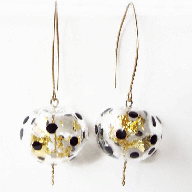 Boho Gold Blatt Glas Ohrringe - Handgemachte Statement Klare Moderne Perlen Geschenk Verpackt von anatglass