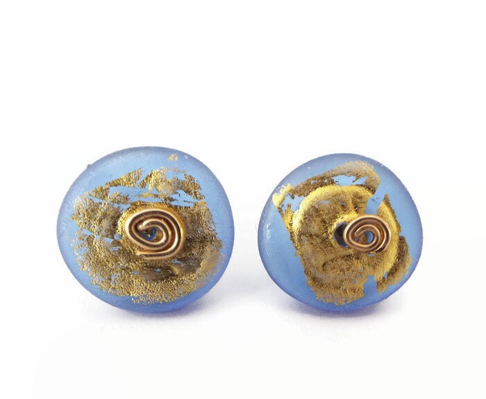 Elegante Handgemachte Glasscheiben-Ohrstecker Mit Gold-Details - Wählen Sie Ihre Farbe von anatglass