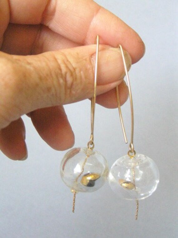 Vergoldete Ohrhänger Handgefertigte Lampwork Glasperlen Ohrhänger von anatglass