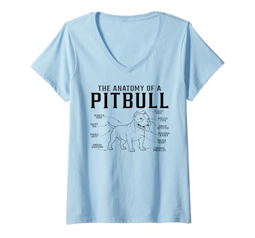 Damen Pitbull Anatomie Lustig Pitbull für Männer Frauen T-Shirt mit V-Ausschnitt von anatomy of a Pitbull