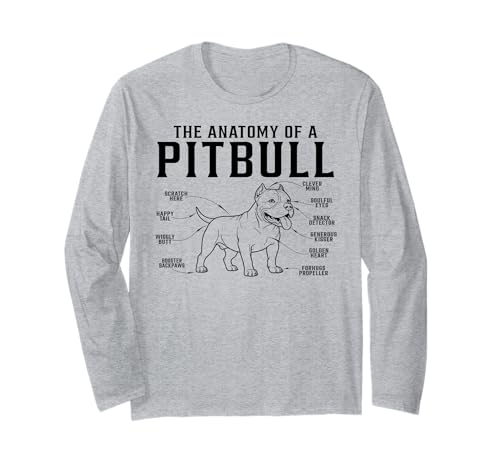 Pitbull Anatomie Lustig Pitbull für Männer Frauen Langarmshirt von anatomy of a Pitbull