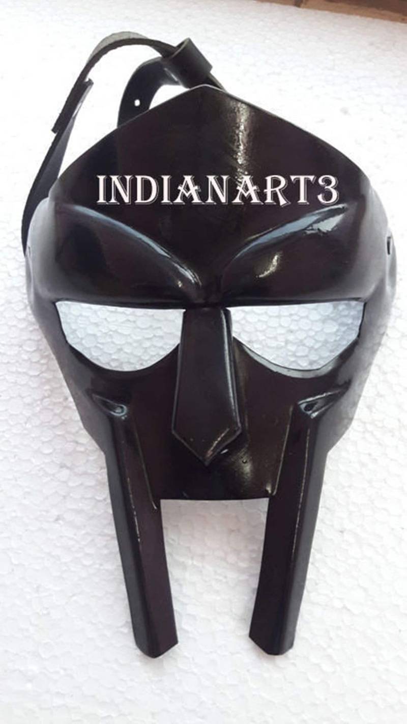 stahl Gladiator Gesichtsmaske Helm Roman Arm Schwarz Finish Geschenkartikel von ancestorantiques