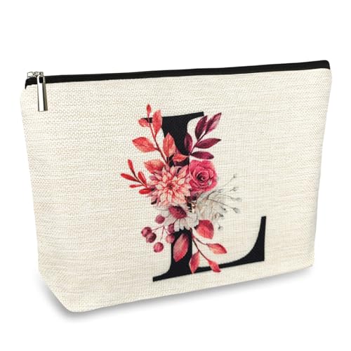 ancpeany A-Z Personalisierte Make-up-Tasche für Frauen Geschenke, Leinen Wasserdichte Kleine Reise Kosmetiktasche, L, modisch von ancpeany