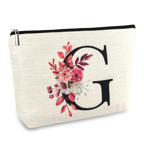 ancpeany A-Z Personalisierte Make-up-Tasche für Frauen Geschenke, Leinen Wasserdichte Kleine Reise Kosmetiktasche, g, modisch von ancpeany