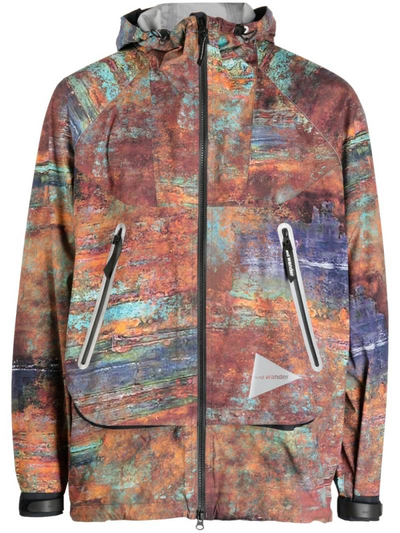 and Wander Regenjacke mit Pertex-Print - Mehrfarbig von and Wander