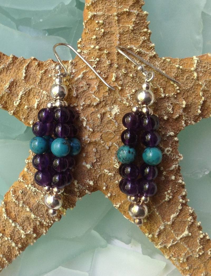 50% Rabatt Caviar Dreams Vintage Sterling Silber Amethyst Und Türkis Perlen Ohrringe - 5, 5 cm Etsy Andersonhs von andersonhs